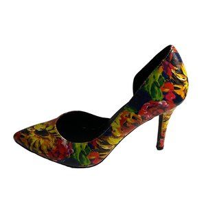 Thrash Women's Bright Floral Print Pointed Toe Heels Size 7.5